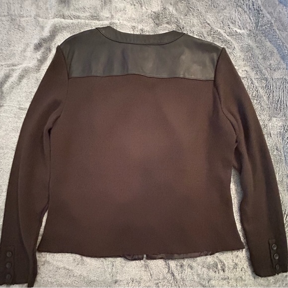 NWOT Chocolate Brown Genuine Leather & Sweater Jacket size XL - Picture 9 of 13